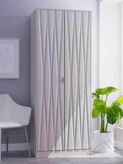 Diamond Tall Wardrobe Off-White 2 Doors 197cm