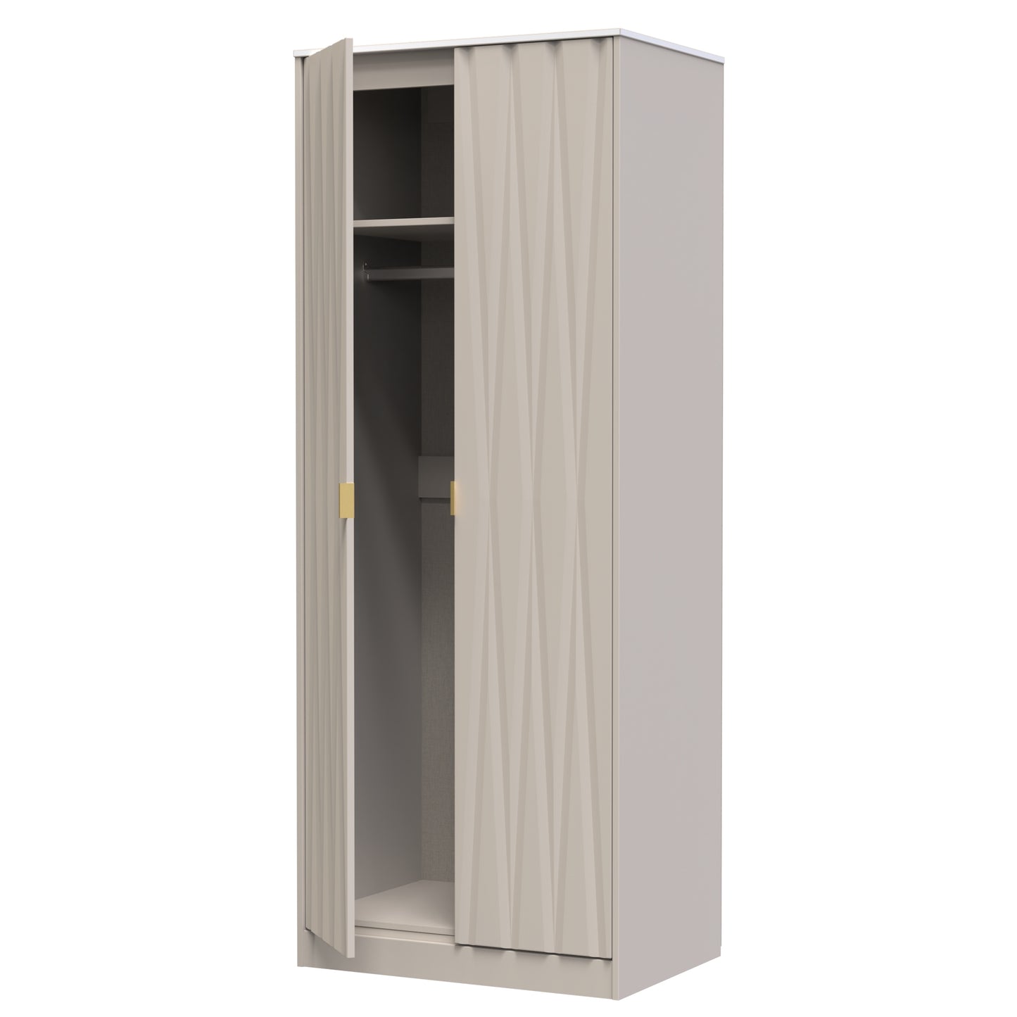 Diamond Tall Wardrobe Off-White 2 Doors 197cm