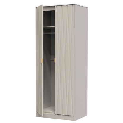 Diamond Tall Wardrobe Off-White 2 Doors 197cm