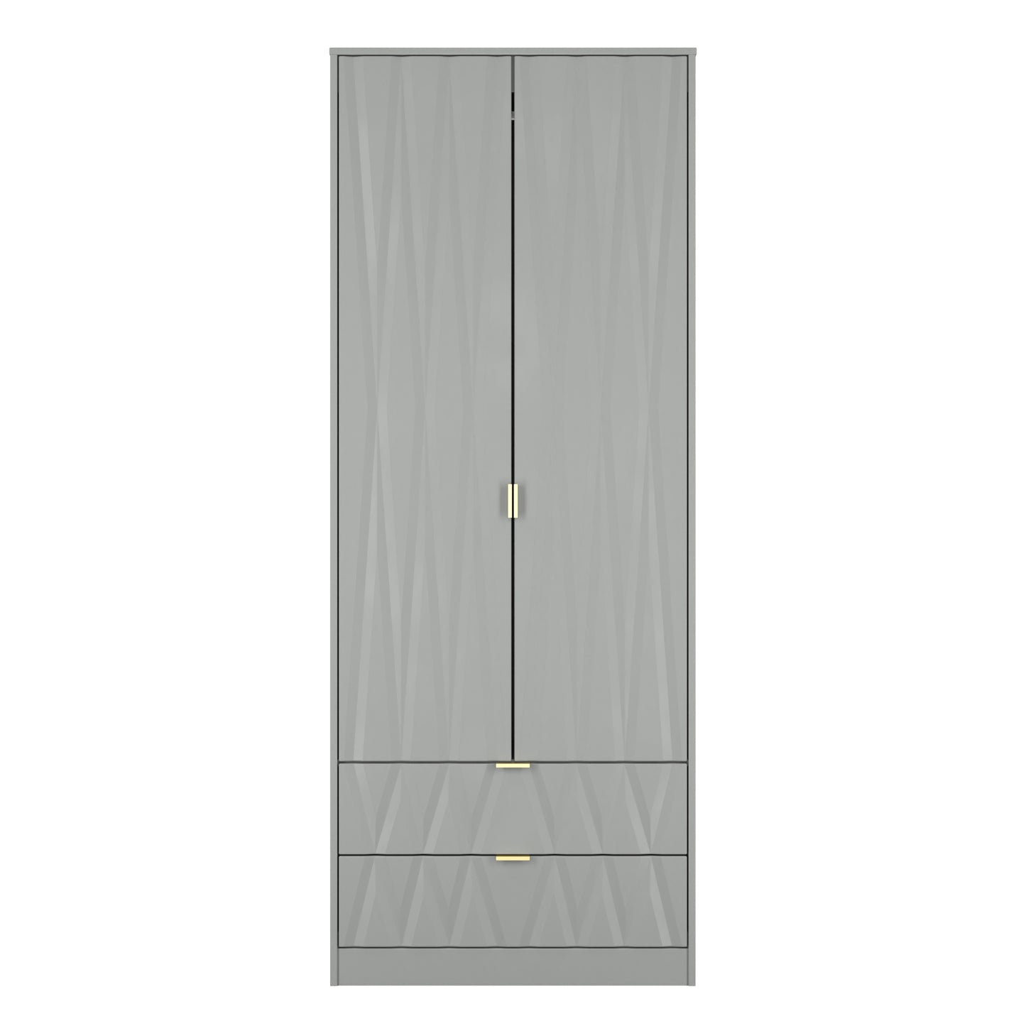 Diamond Tall Wardrobe Grey 2 Doors 2 Drawers 197cm