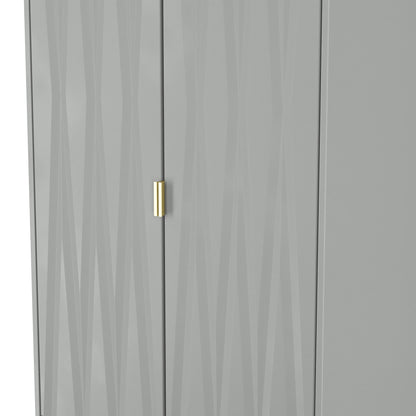 Diamond Tall Wardrobe Grey 2 Doors 2 Drawers 197cm