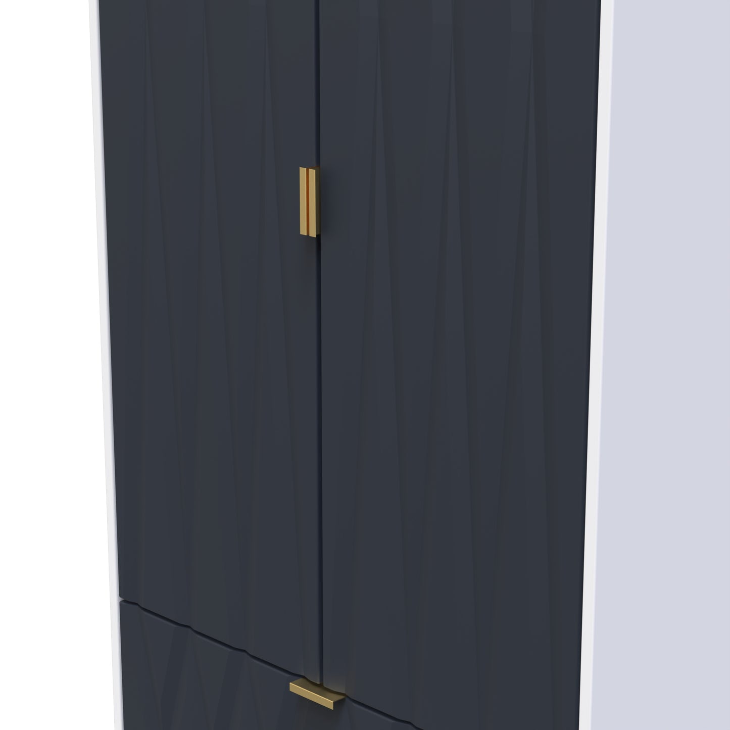 Diamond Tall Wardrobe Grey & White 2 Doors 2 Drawers 197cm