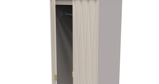 Diamond Tall Wardrobe Off-White 2 Doors 2 Drawers 197cm