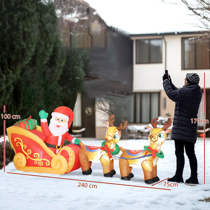 Santa Sleigh Inflatable Christmas Decoration - 240cm