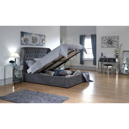 Dakota King Size Ottoman Bed Fabric Dark Grey 6 x 7ft