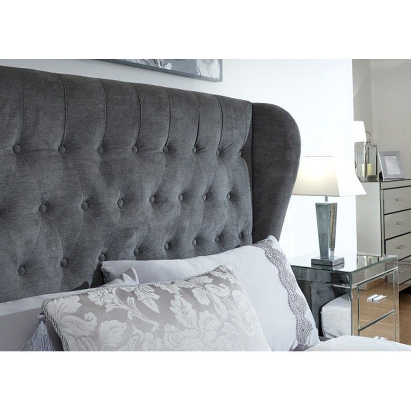 Dakota King Size Ottoman Bed Fabric Dark Grey 6 x 7ft