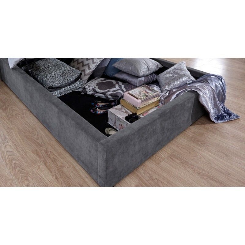 Dakota King Size Ottoman Bed Fabric Dark Grey 6 x 7ft