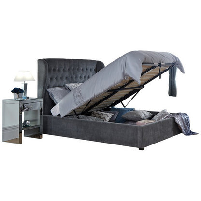 Dakota King Size Ottoman Bed Fabric Dark Grey 6 x 7ft