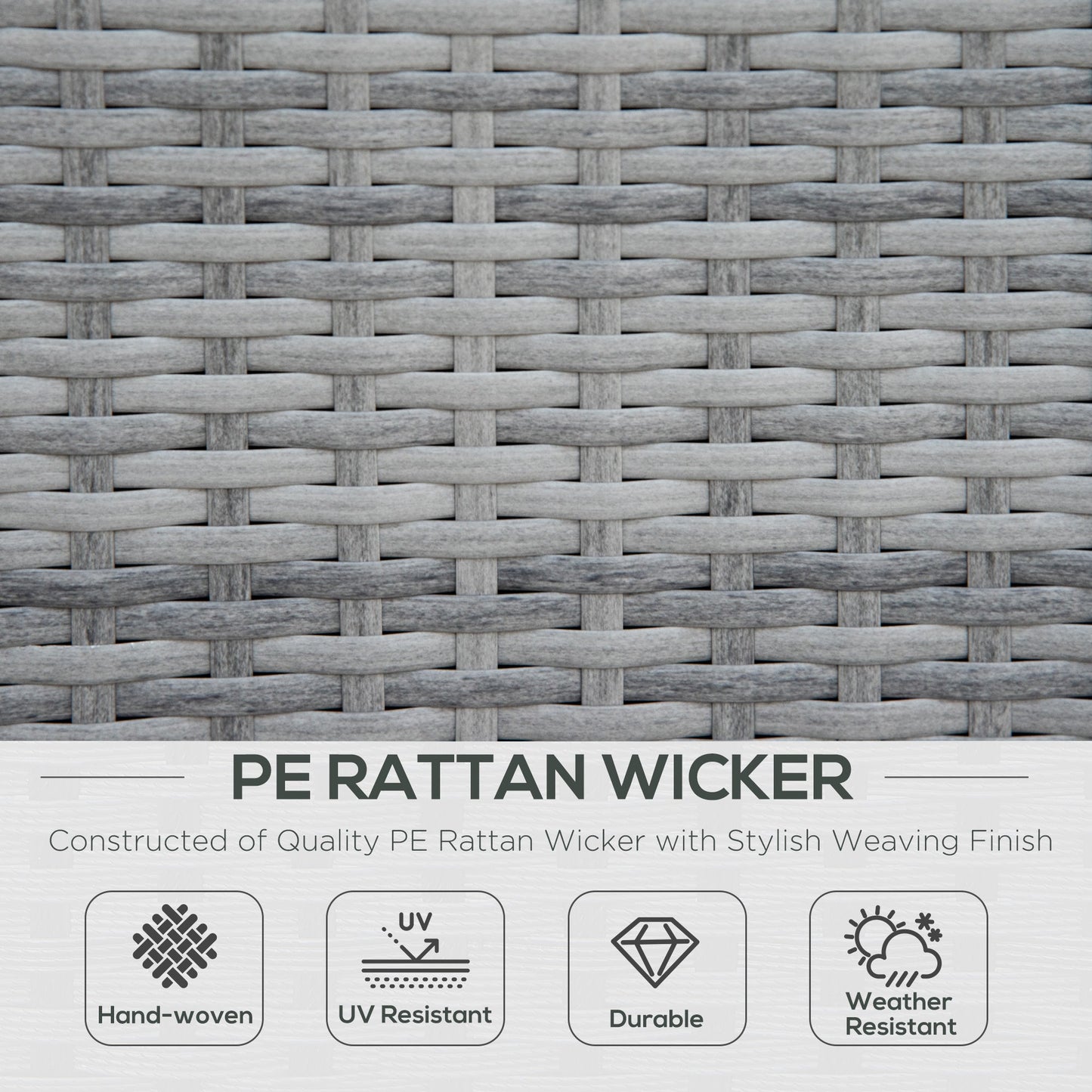 Four-Piece Half-Square Rattan Sofa Set - Mixed Grey