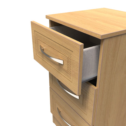 Dorset Bedside Table Oak 3 Drawers 70cm