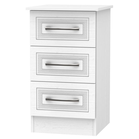 Dorset Bedside Table White 3 Drawers 70cm