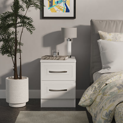 Dorset Bedside Table White 2 Drawers 51cm