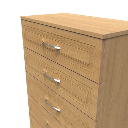 Dorset Tall Chest of Drawers Oak 5 Drawers 108cm