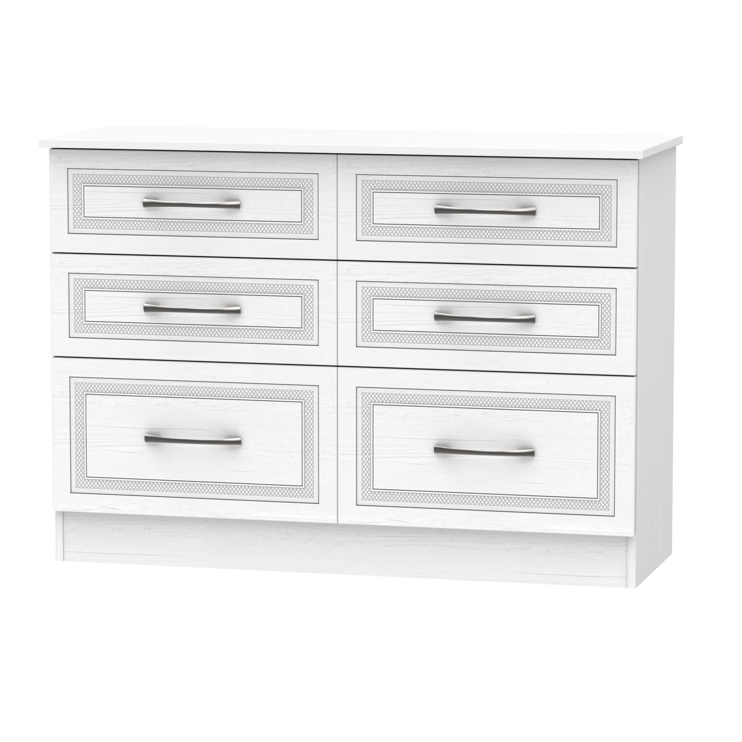 Dorset Large Chest of Drawers White 6 Drawers 110cm