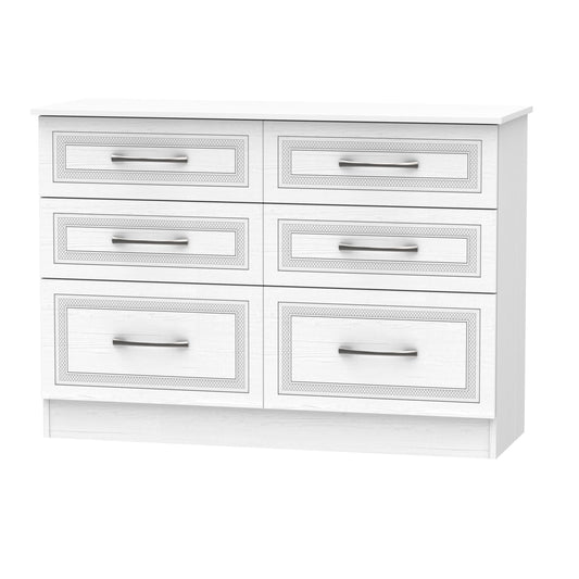Dorset Large Chest of Drawers White 6 Drawers 110cm
