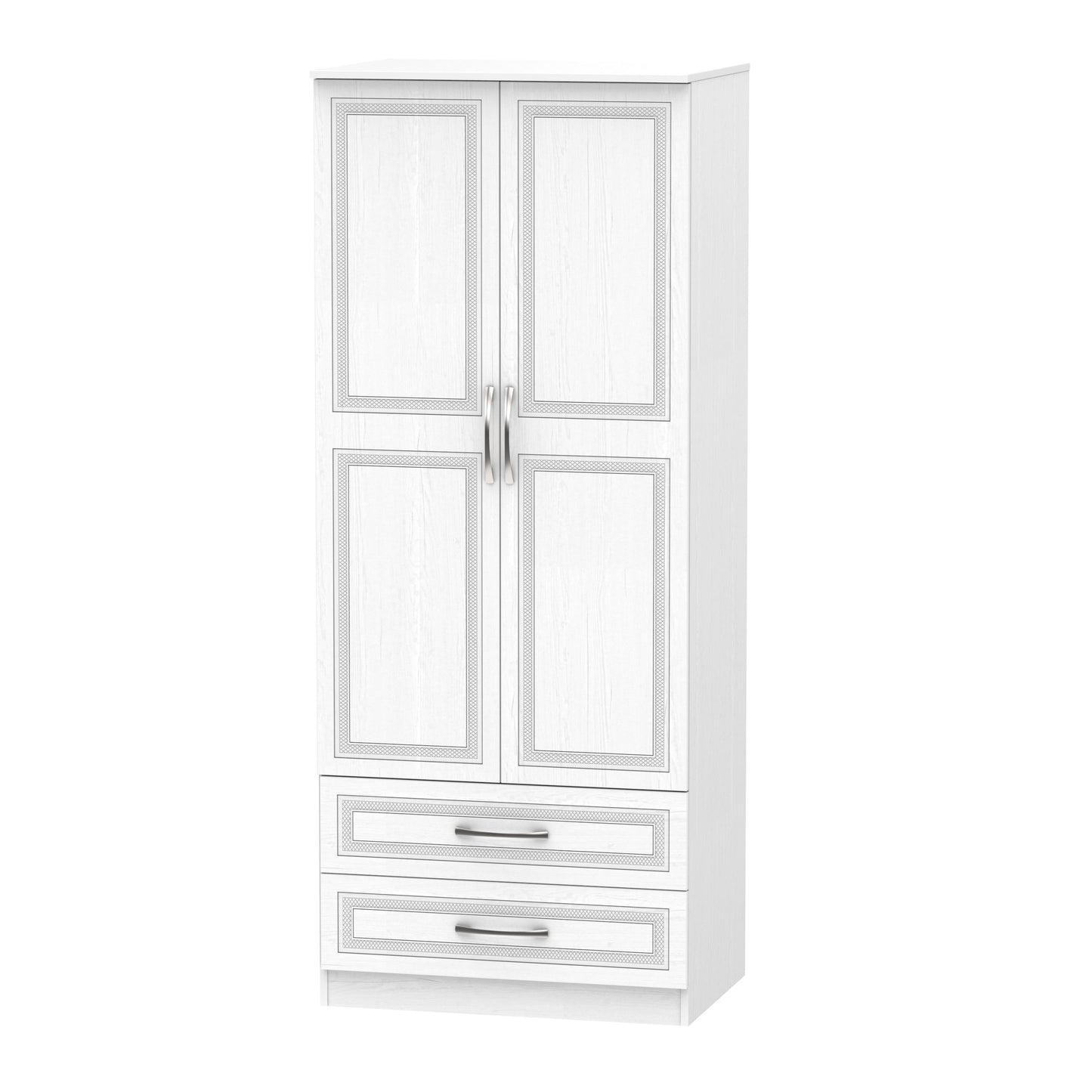 Dorset Tall Wardrobe White 2 Doors 2 Drawers 182cm