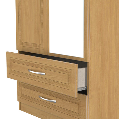 Dorset Tall Mirror Wardrobe Oak 2 Doors 2 Drawers 182cm