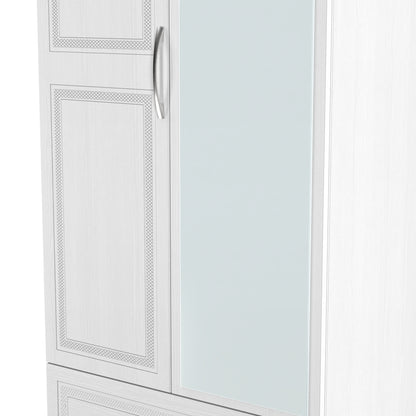 Dorset Tall Mirror Wardrobe White 2 Doors 2 Drawers 182cm