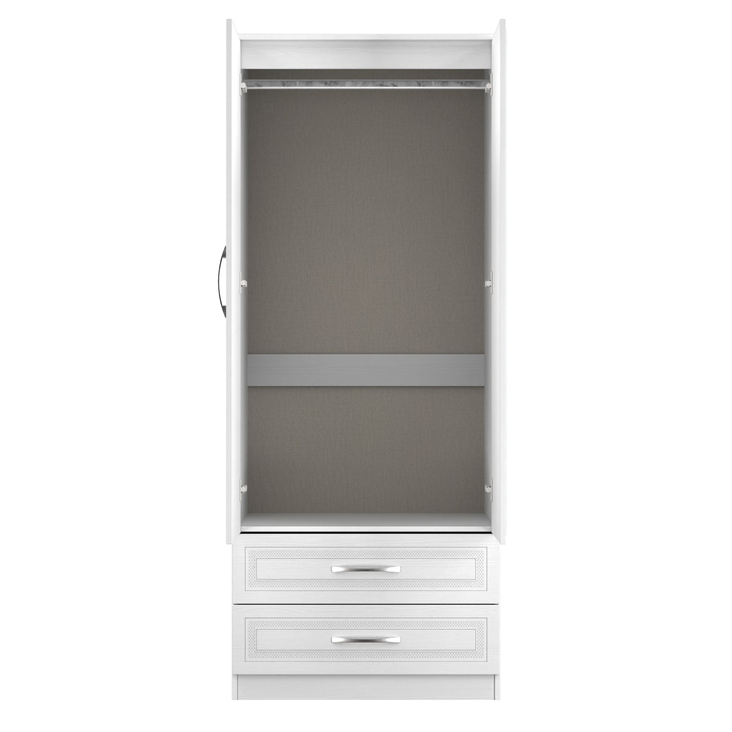 Dorset Tall Mirror Wardrobe White 2 Doors 2 Drawers 182cm