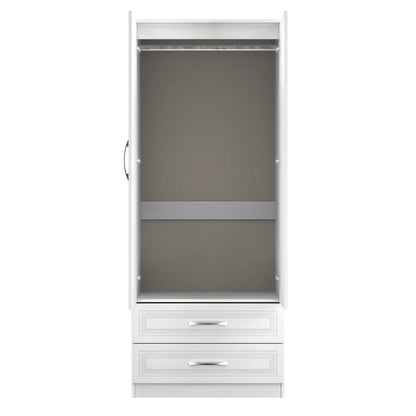 Dorset Tall Mirror Wardrobe White 2 Doors 2 Drawers 182cm