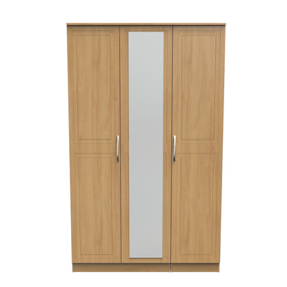 Dorset Tall Mirror Wardrobe Oak 1 Shelf 182cm