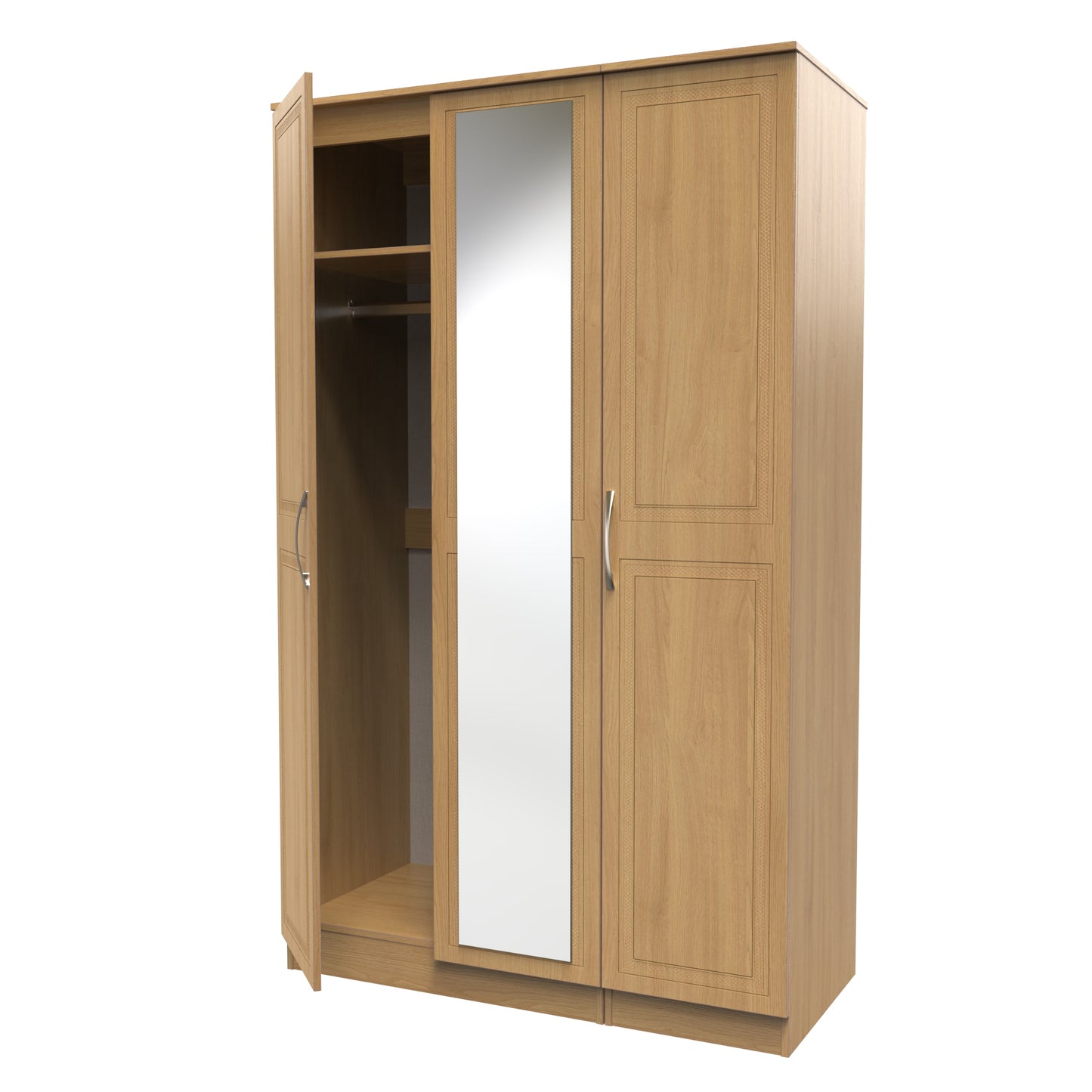 Dorset Tall Mirror Wardrobe Oak 1 Shelf 182cm