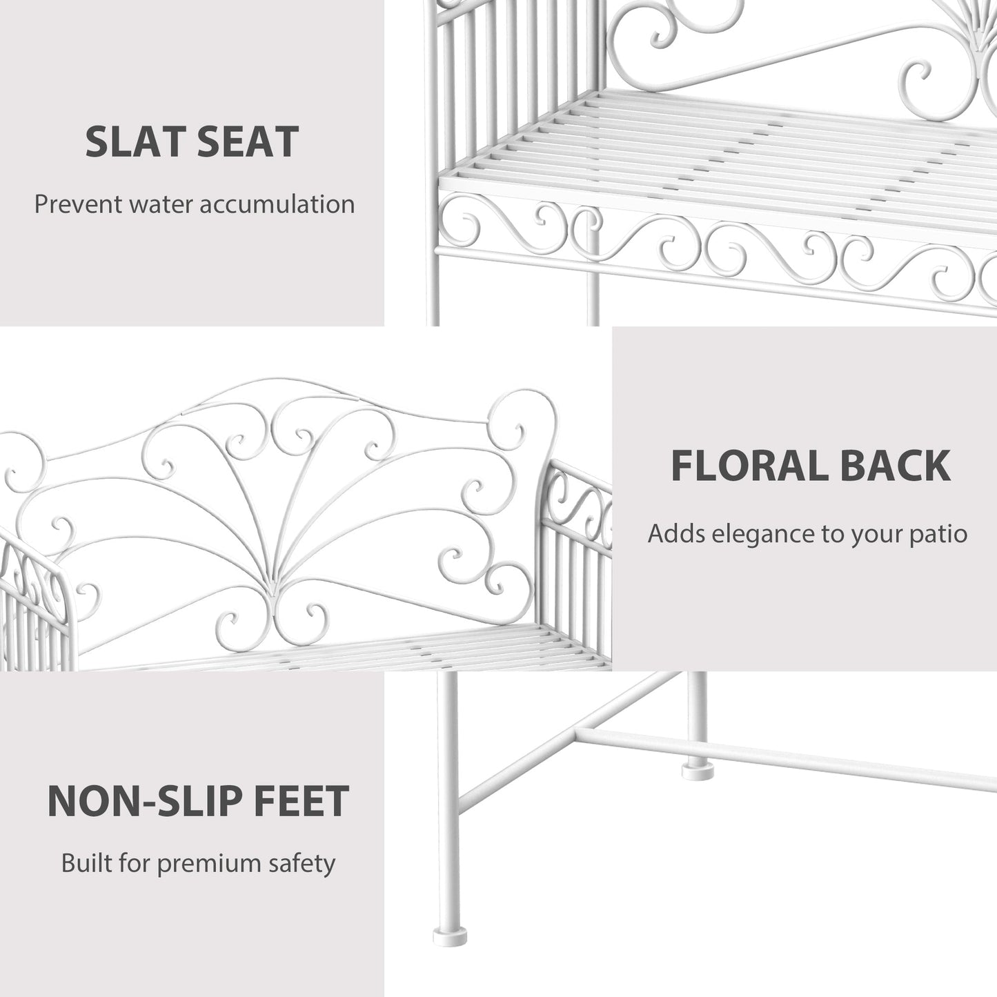 Heavy-Duty Garden Bench-White