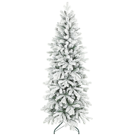 6ft Slim Christmas Tree Artificial - White Frosted Green  756 Tips