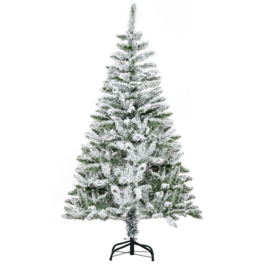 5' Snow Flocked Artificial Christmas Tree Xmas Pine Tree with Realistic Branches Primary Image