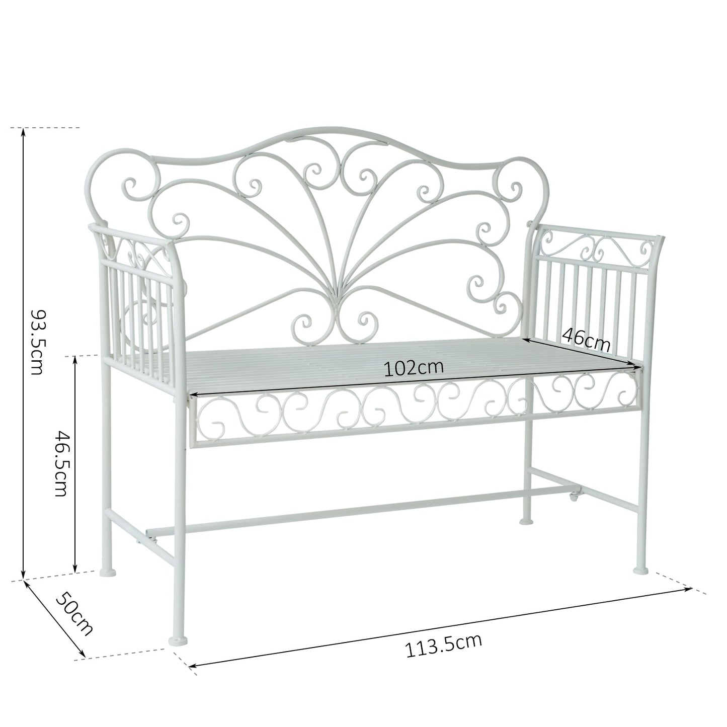 Heavy-Duty Garden Bench-White