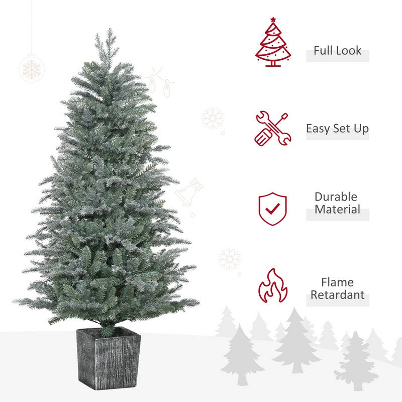 5ft Christmas Tree Artificial - White Frosted Green 1140 Tips
