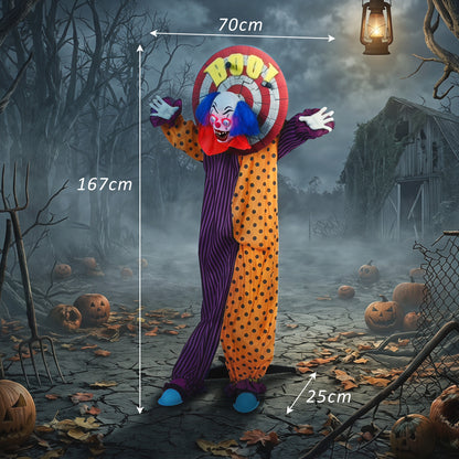 Animated Scary Clown Halloween Decoration - 167cm