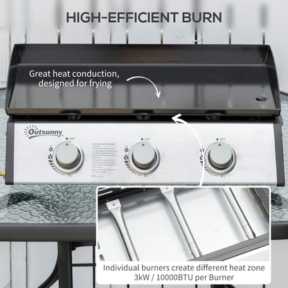 Gas Plancha Grill with 3 Stainless Steel Burner