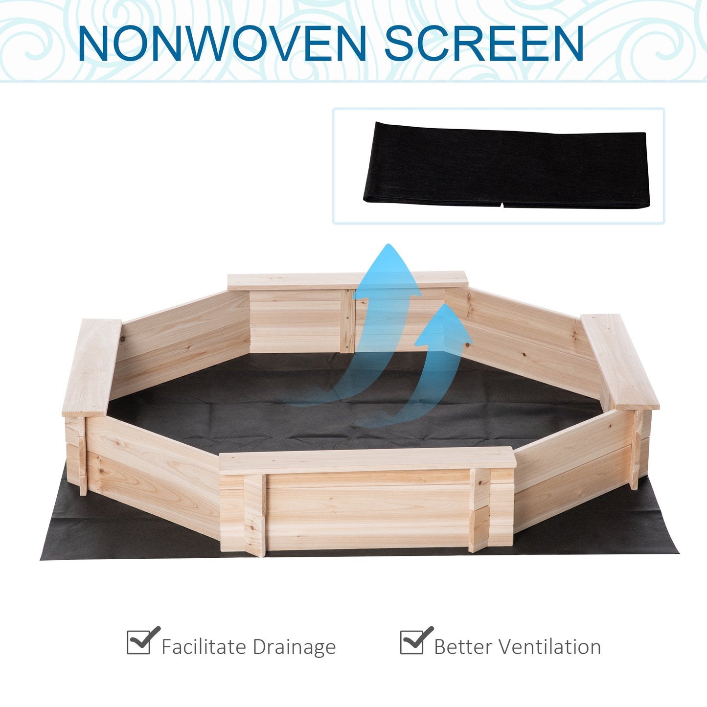 Kids Wooden Sand Pit Children Sandbox with Cover Outdoor Playset for Backyard for 3-8 years 139.5 x 139.5 x 21.5 cm
