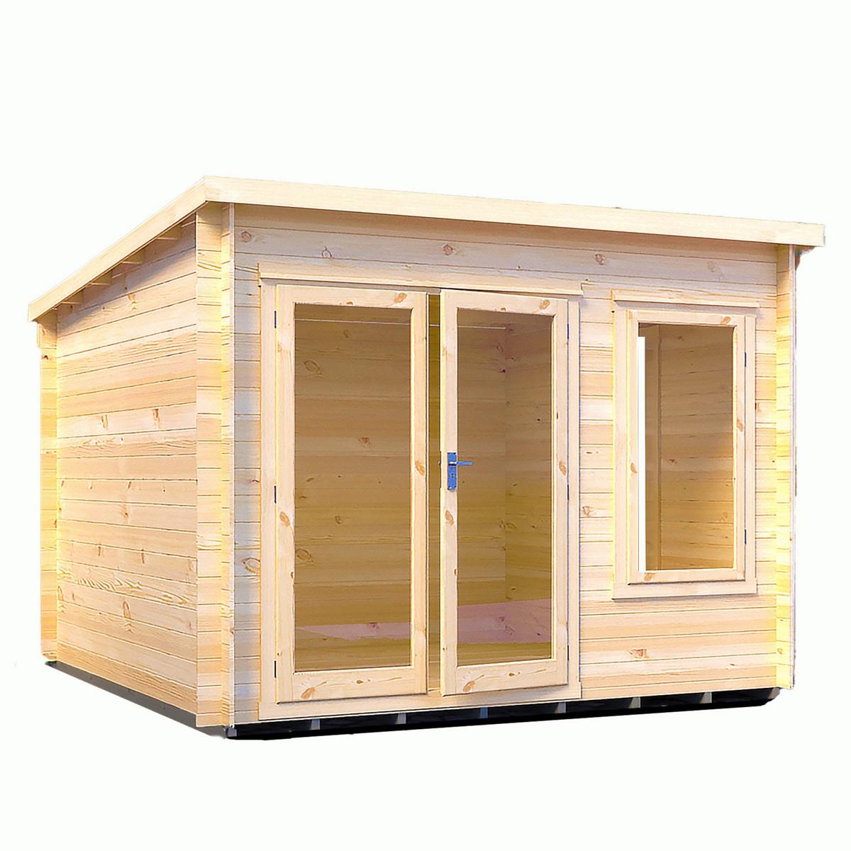 Shire Emneth 9' 9" x 9' 9" Pent Log Cabin - Premium 19mm Cladding Log Clad