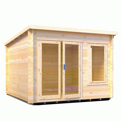 Shire Emneth 9' 9" x 9' 9" Pent Log Cabin - Premium 19mm Cladding Log Clad