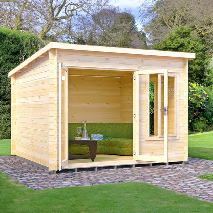 Shire Emneth 9' 9" x 9' 9" Pent Log Cabin - Premium 19mm Cladding Log Clad