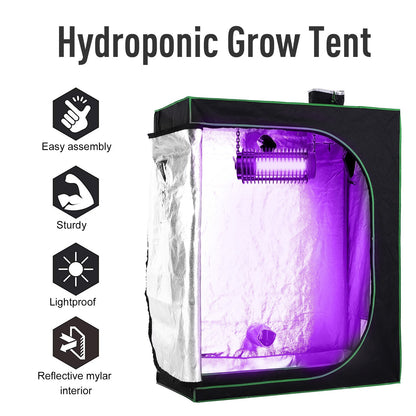 Hydroponic Plant Grow Tent Canopy Indoor Reflective Mylar Green Room 600D Oxford 120L x60W x150H cm Silver