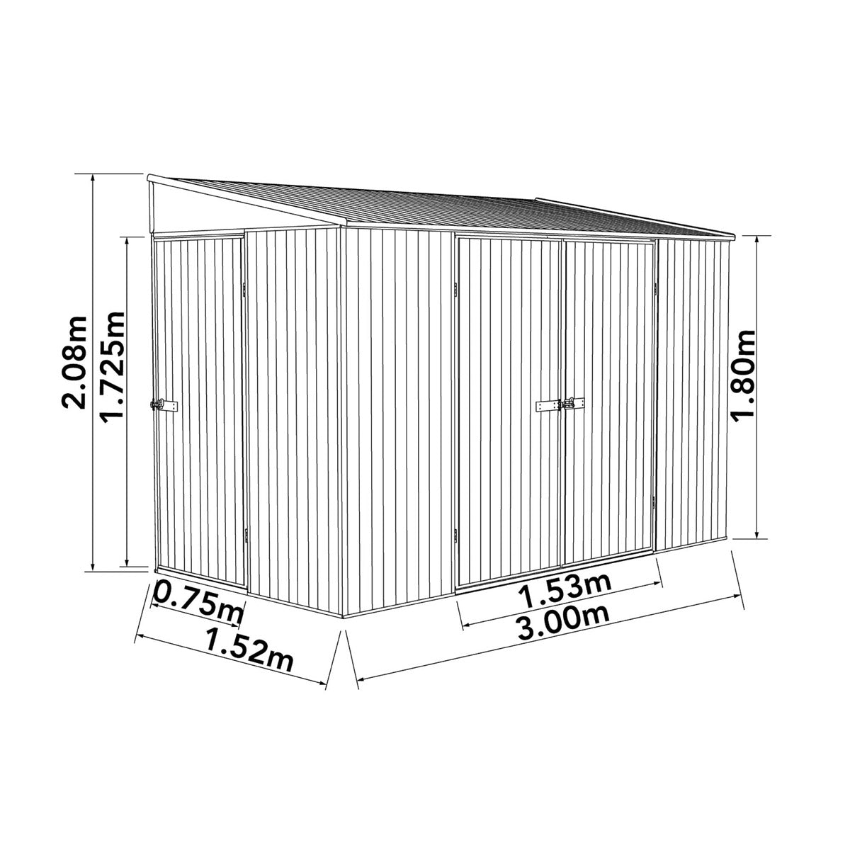 Absco 4' 11" x 9' 10" Pent Bike Store Steel Grey - Premium