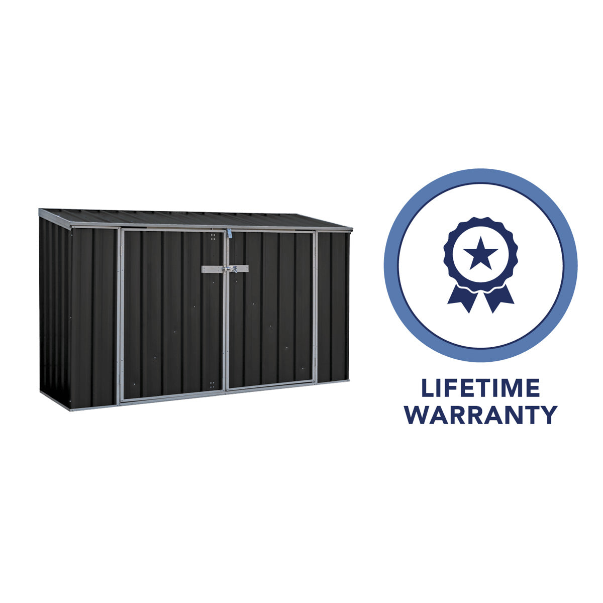 Absco 2' 6" x 7' 4" Pent Bike Store Steel Dark Grey - Premium