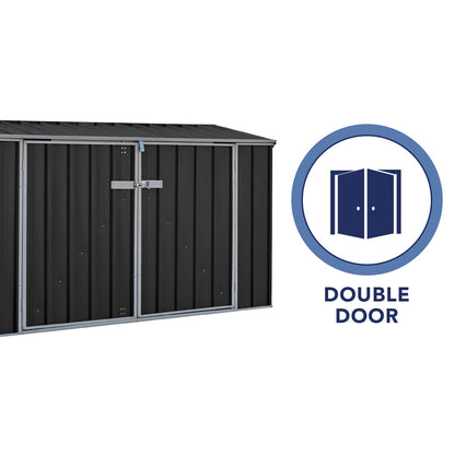 Absco 2' 6" x 7' 4" Pent Bike Store Steel Dark Grey - Premium