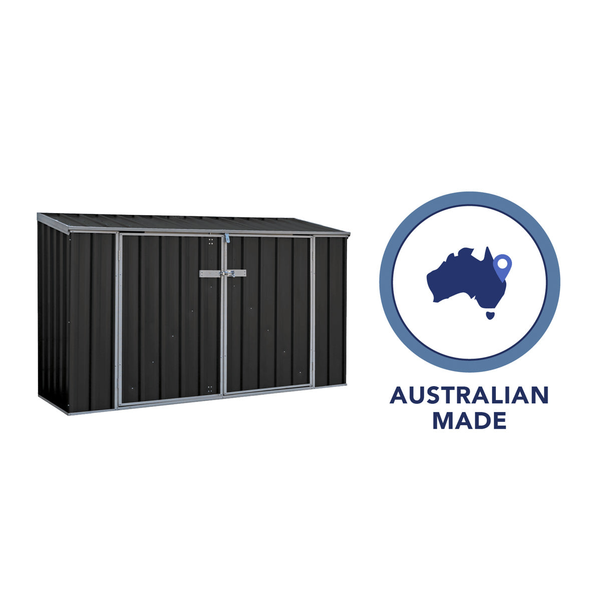 Absco 2' 6" x 7' 4" Pent Bike Store Steel Dark Grey - Premium