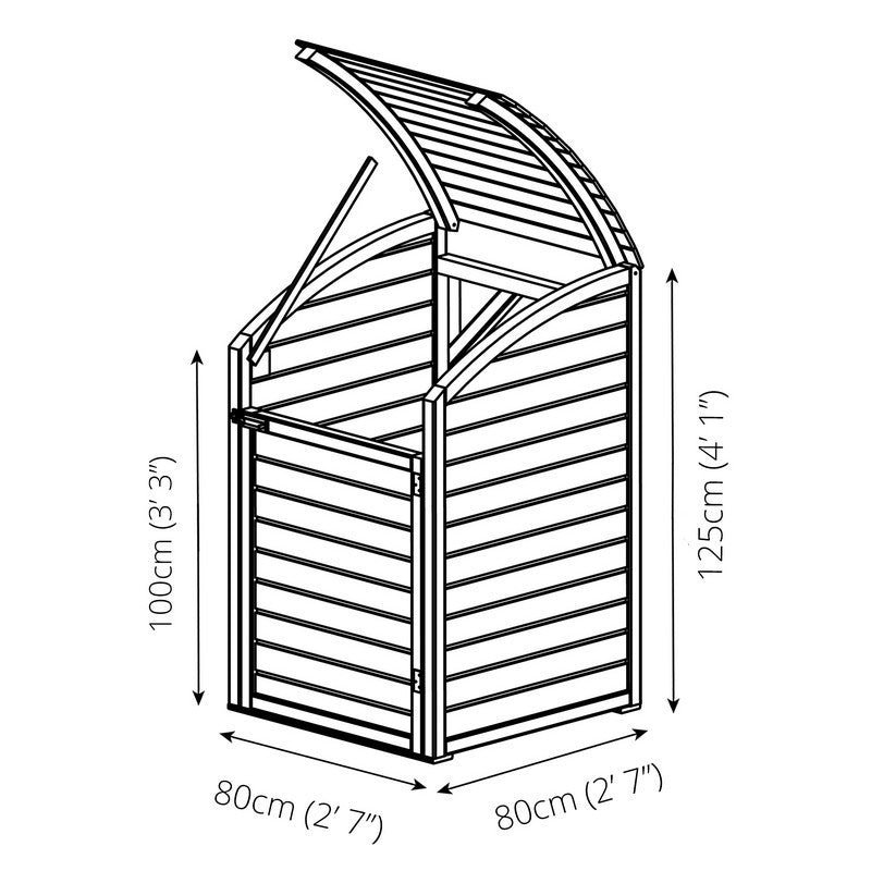 2 7" x 2 7" Curved Bin Store Premium Pressure Treated Slatted