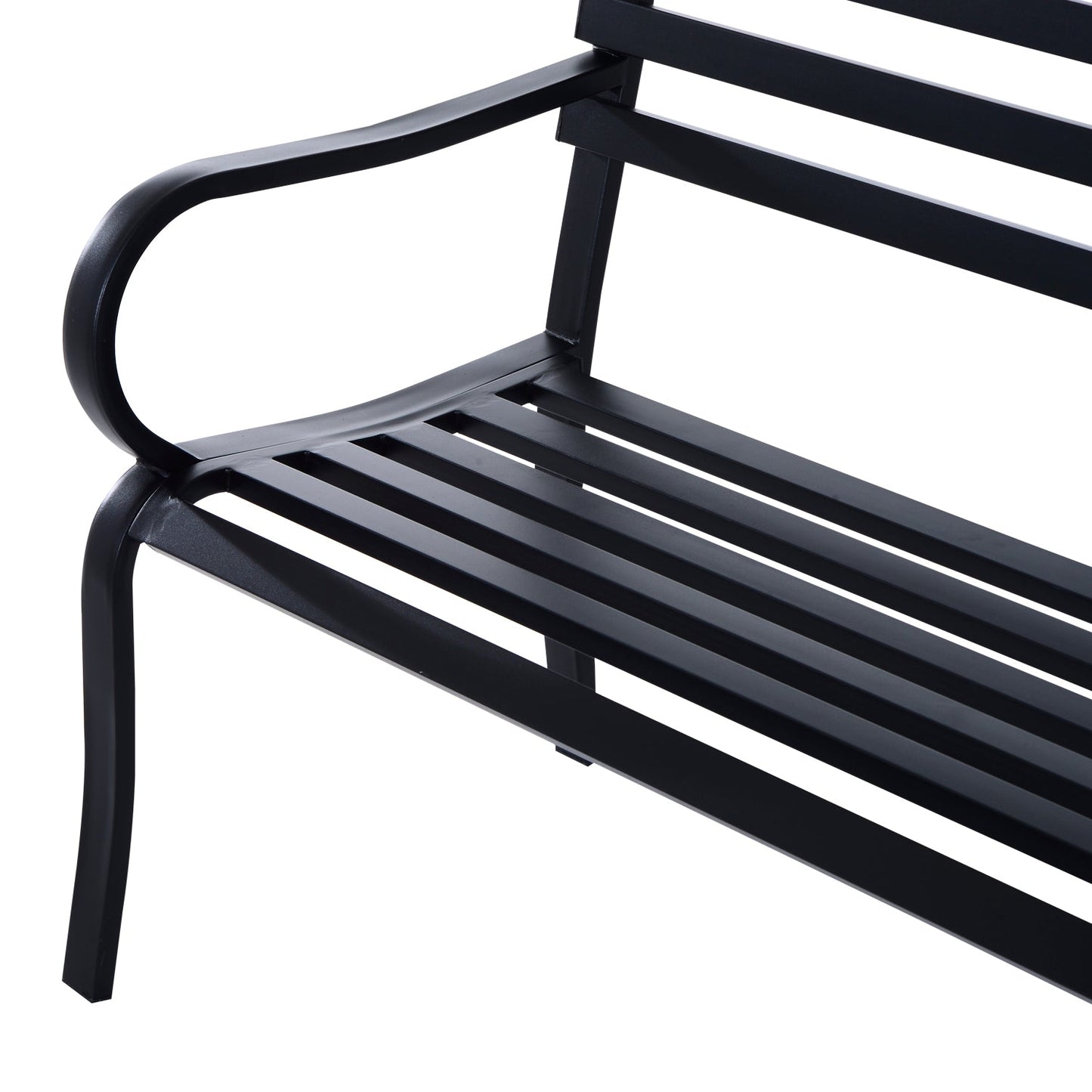 Stylish 2 Seater Metal Garden Porch Chair Bench Stable Patio Outdoor Park Metal Bench - Black