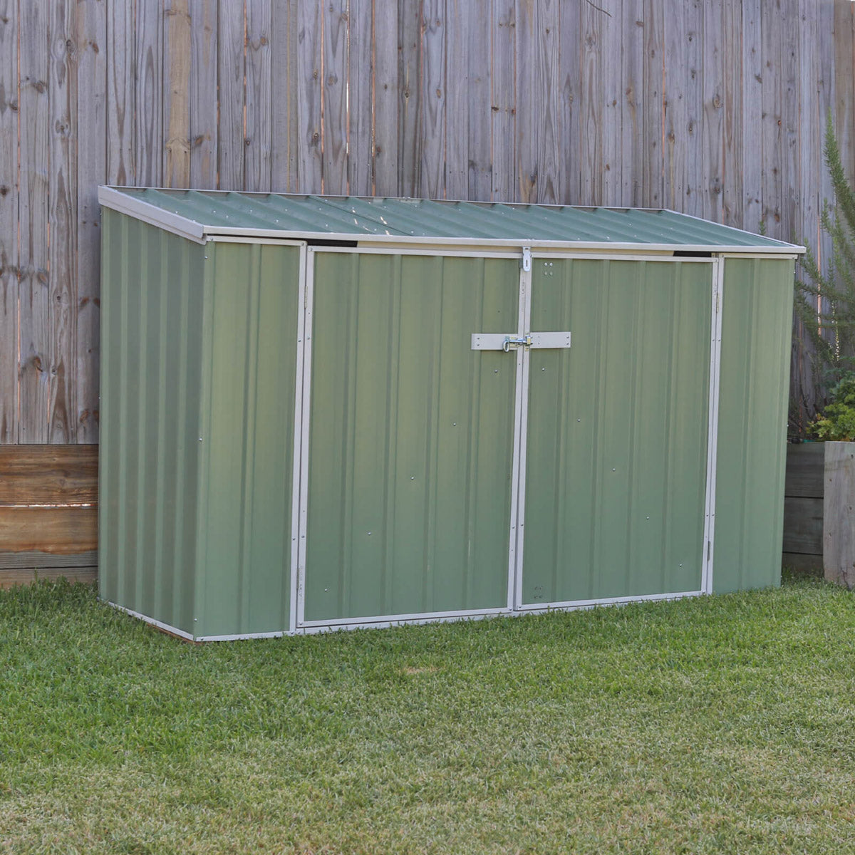 Absco 2' 6" x 7' 4" Pent Bike Store Steel Green - Premium