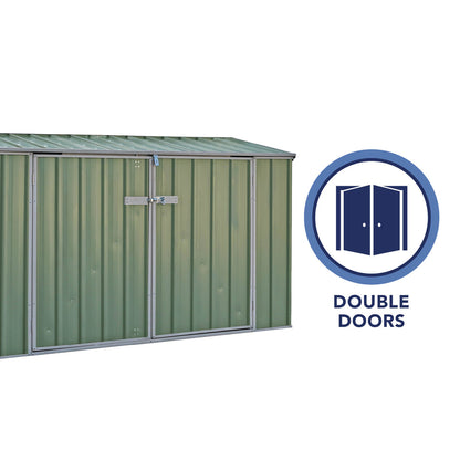 Absco 2' 6" x 7' 4" Pent Bike Store Steel Green - Premium