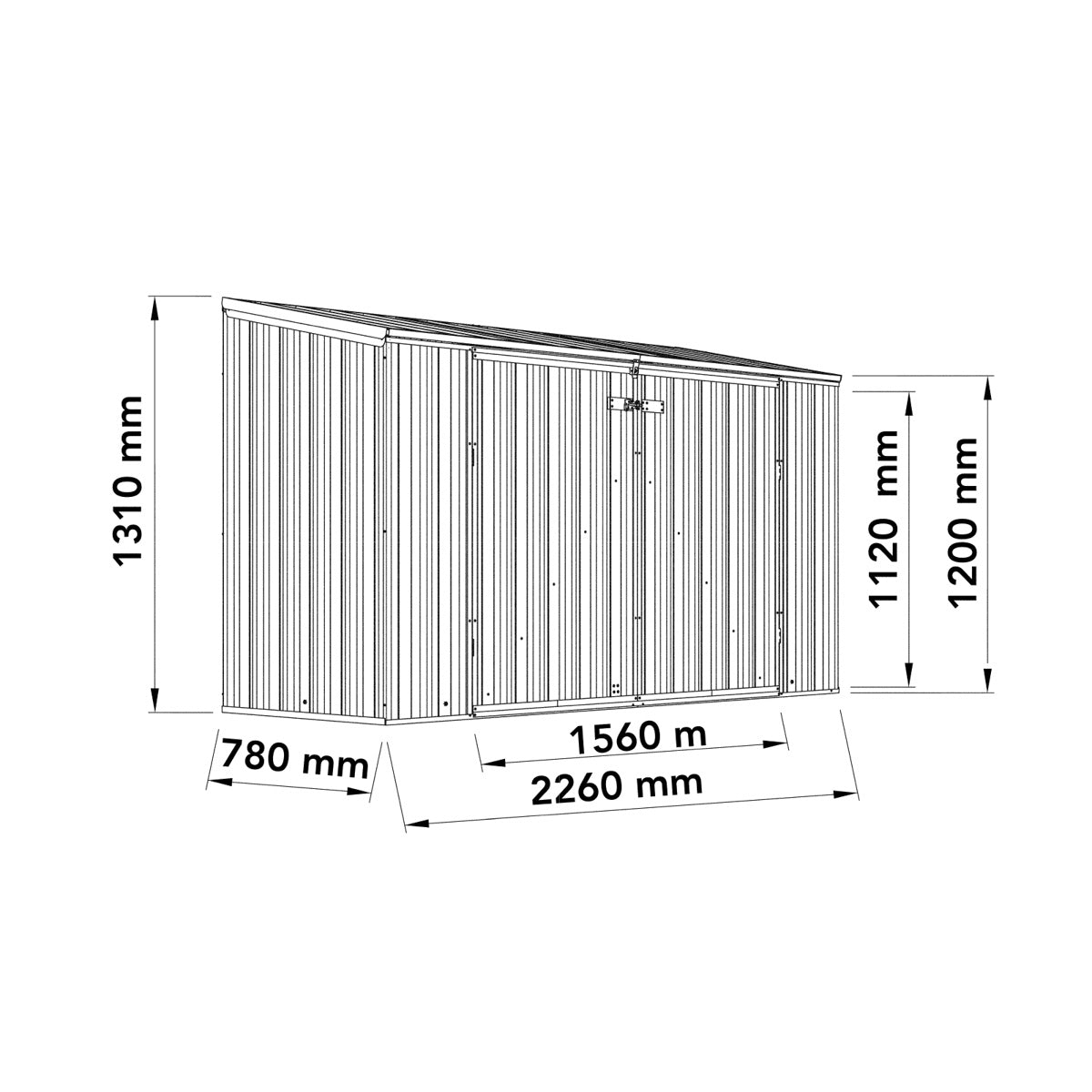 Absco 2' 6" x 7' 4" Pent Bike Store Steel Green - Premium
