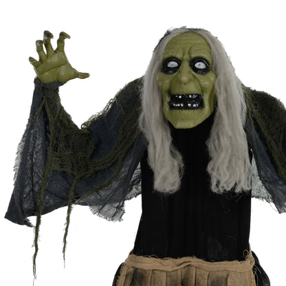 Animated Hunchback Witch Halloween Decoration - 160cm