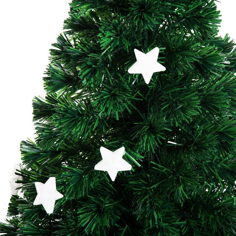 Homcom 4FT Prelit Artificial Christmas Tree Fibre Optic Star LED Light with LED Light for Indoor Party