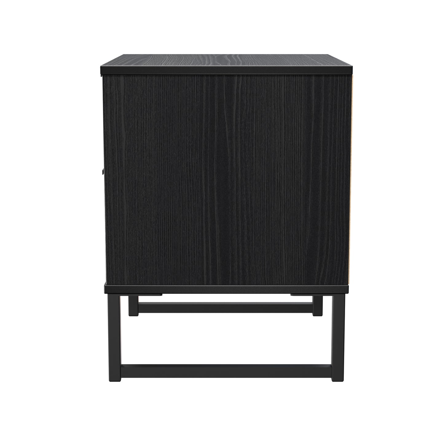 Fluted Bedside Table Black 2 Drawers 60cm